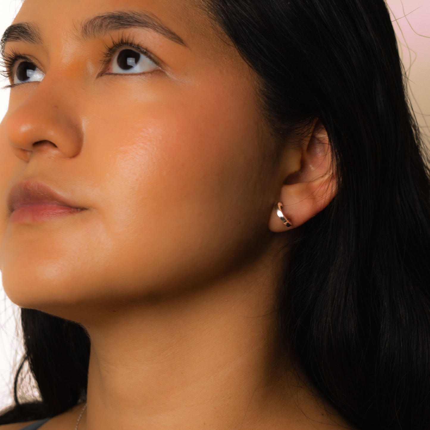 Linea Small Flat Sterling Silver C Hoop Earrings