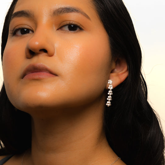 Flora Silver Drop Earrings