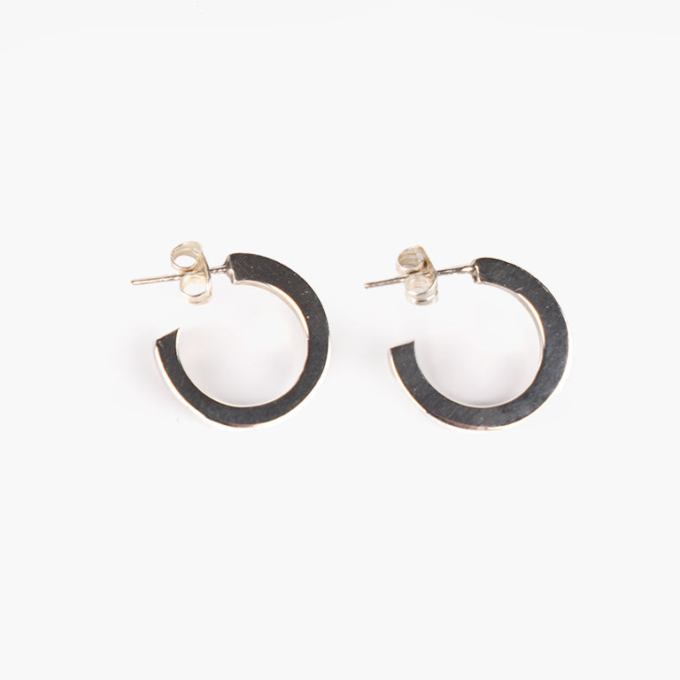 Costa Medium Flat Sterling Silver Hoop Earrings