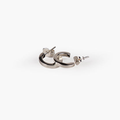 Linea Small Flat Sterling Silver C Hoop Earrings
