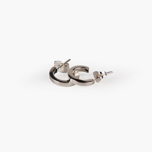 Linea Small Flat Sterling Silver C Hoop Earrings