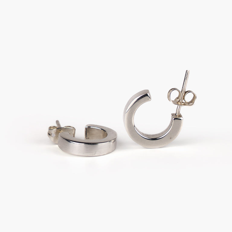 Arena Small Thick Sterling Silver Hoop Earrings