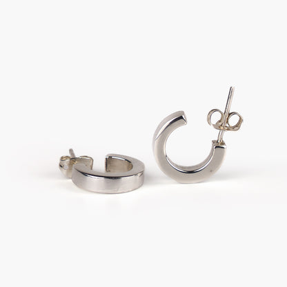 Arena Small Thick Sterling Silver Hoop Earrings