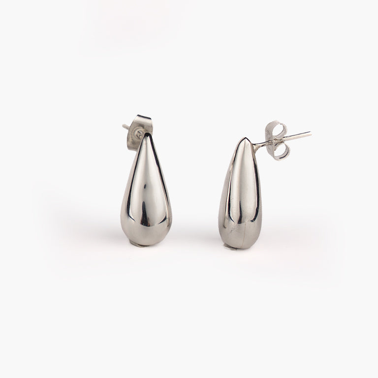 Onda Sterling Silver Water Drop Stud Earrings