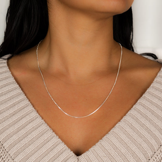Isla Box Chain Sterling Silver Necklace