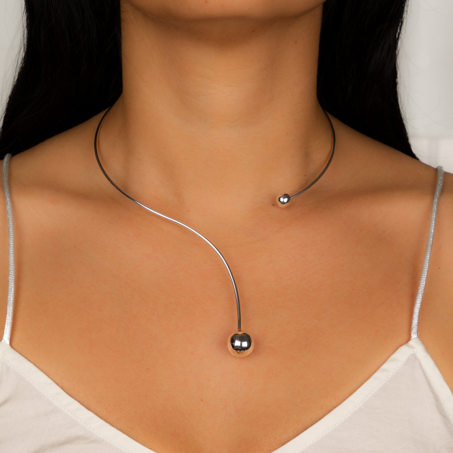 Luma Sculptural Sterling Silver Necklace